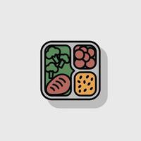 Gray Lunchbox with Broccoli Chicken and Grains bento box vector