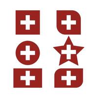 red logo with cross icon set vector