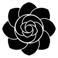 Black and white stylized gardenia flower icon with overlapping petals symbol vector
