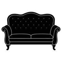Black tufted sofa with scrolled arms couch furniture vector
