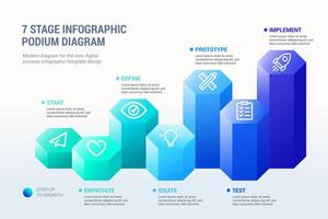 7 Stage Infographic Podium Diagram Modern Presentation Template vector