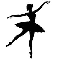 Black silhouette of a ballet dancer in a tutu on pointe white background vector