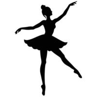 Black silhouette of a ballet dancer in a graceful pose white background vector