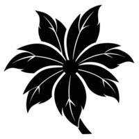 Black tropical flower silhouette with pointed petals white vector