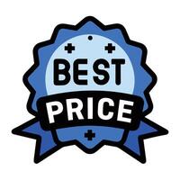 Blue and Black Best Price Badge with White Text and Plus Symbols on White Background vector