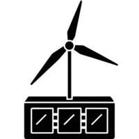 Black wind turbine with control box on white energy power vector