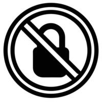 Black forbidden lock symbol on white background security access vector