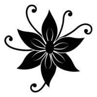 Black honeysuckle flower icon with swirling tendrils symbol vector