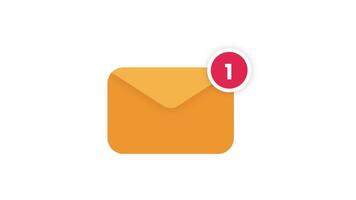 Animated Email or Message Icon with Notification Badge on White Background video