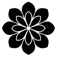 Black and white symmetrical flower icon with eight petals symbol graphic vector