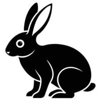 Black rabbit icon side view simple graphic with white eye detail vector