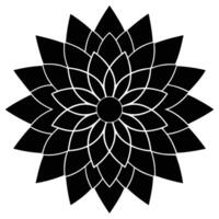 Black geometric dahlia flower icon with white outlines graphic vector