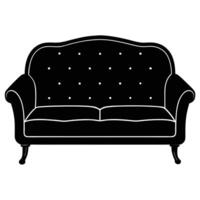 Tufted black sofa with white trim and ornate legs tufted sofa furniture vector