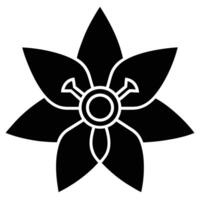 Black narcissus flower icon with white outline and details symbol vector