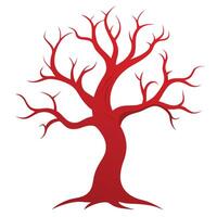 Crimson tree with sprawling branches artistic nature silhouette vector