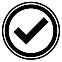 Bold checkmark symbol within a double ring tick icon vector
