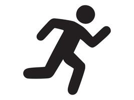 Black silhouette of running man isolated on white background, graphic illustration. concept of athletics, sport icon, active lifestyle, fitness symbol, design element vector