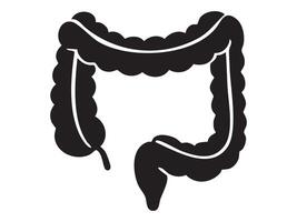Black silhouette of large intestine, isolated on white background, graphic illustration. concept of human anatomy, digestive system, medical study, healthcare, educational diagram vector