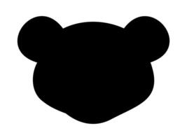 Black silhouette of toy bear head, isolated on white background, graphic illustration. concept of cute animal, logo design, wildlife symbol, design element vector