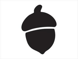 Black silhouette of acorn on white background, graphic illustration. concept of nature, seed, nut, botanical element, autumn, harvest, isolated icon, design element vector