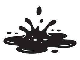Black silhouette of liquid splash isolated on white background, graphic illustration. concept of water droplet, splatter effects, fluid dynamics, abstract art, design element, icon vector