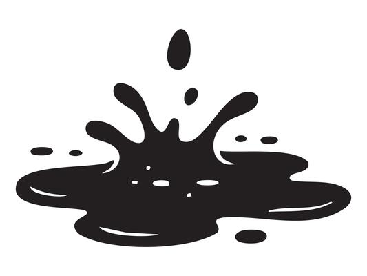 Black silhouette of liquid splash isolated on white background, graphic illustration. concept of water droplet, splatter effects, fluid dynamics, abstract art, design element, icon