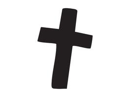 Black silhouette of tilted cross symbol isolated on white background, graphic illustration. Concept of Christian religion, Halloween grave marker, tomb cross, death and spirituality, design element vector