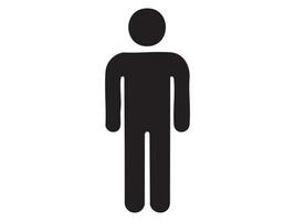 Black silhouette of standing man isolated on white background, illustration. concept of icon, logo, male figure, minimalist design, human symbol, signage, restroom sign, gender symbol, WC indicator vector