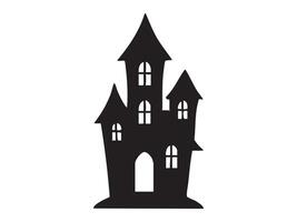 Black silhouette of haunted house isolated on white background, graphic illustration. concept of halloween, castle, spooky building, creepy mansion, icon, logo, design element vector