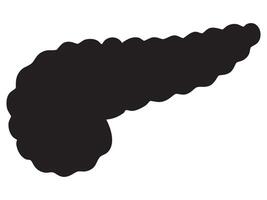 Black silhouette of pancreas isolated on white background, graphic illustration. concept of organ, digestive system, medical icon, health, anatomy, design element vector