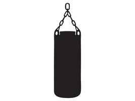 Black silhouette of a heavy punching bag isolated on white background, graphic illustration. concept of boxing, martial arts training, fitness, icon, logo, design element vector