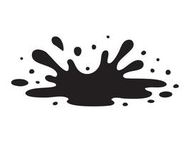 Black silhouette of ink or paint splash blot isolated on white background, graphic illustration. Concept of stain mark, liquid splatter, artistic element, grunge spot, design detail vector