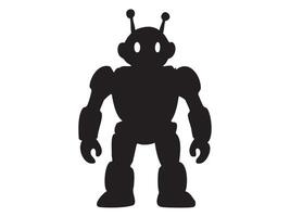Black silhouette of robot toy isolated on white background, graphic illustration. concept of futuristic plaything, children's toy, icon, logo, design element vector
