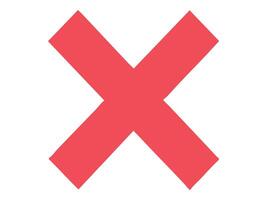 Red diagonal cross mark isolated on white background, graphic illustration. Concept of error icon, cancel symbol, wrong answer, interface button, design element vector