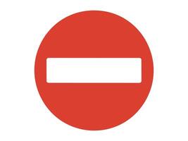 Red prohibition traffic sign with white horizontal bar isolated on white background. concept of warning, no entry, forbidden area, graphic design element, road safety symbol. vector