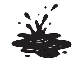 Black silhouette of water splash with droplets isolated on white background, graphic illustration. concept of liquid, splatter, motion, dynamic shape, icon, logo, design element vector