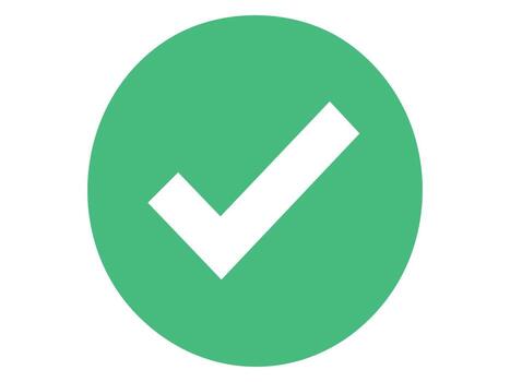 White check mark inside green circle isolated on white background, graphic illustration. Concept of approved symbol, confirmation icon, success button, interface element, design concept vector