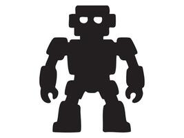 Black silhouette of robot toy isolated on white background, graphic illustration. concept of robot, technology, futuristic toy, icon, logo, design element vector