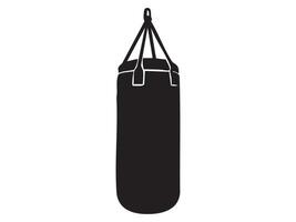 Black silhouette of boxing punching bag isolated on white background, graphic illustration. concept of fitness, boxing training, gym equipment, icon, logo, design element vector