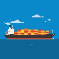 Cargo Ship Sailing Through Open Waters vector