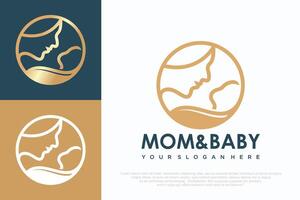 Mom and baby logo design, icon with unique element concept illustration. vector