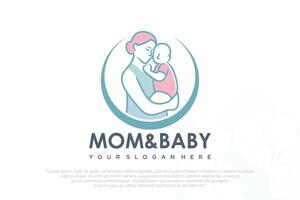 Mom and baby logo design icon with unique element concept , vector