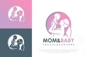 Mom and baby logo design . icon with unique element concept illustration vector