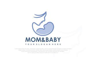 Mom and baby logo design icon with unique element concept . vector