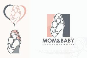 Mom and baby logo design . icon with unique element concept illustration. vector