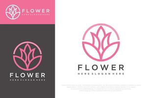 Flower abstract Logo design template Linear style illustration vector
