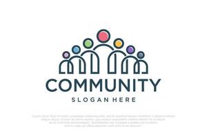 abstract teamwork logo design , minimalist style vector