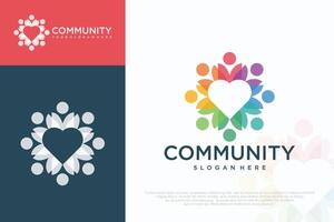 Love family logo icon design with heart graphic element symbol for parenting , illustration. vector