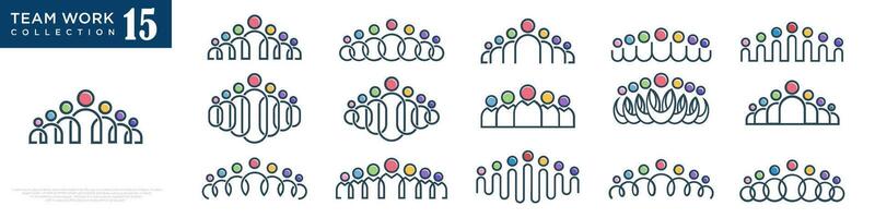 abstract teamwork logo design , minimalist style , illustration vector