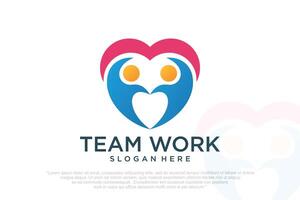 Love family logo icon design with heart graphic element symbol vector